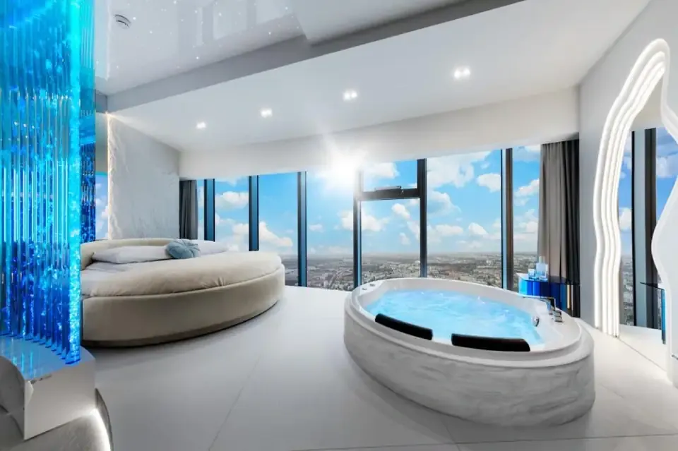 Apartament Santorini: biel i błękit Cyklad, sauna i jacuzzi